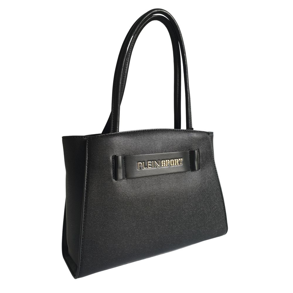 Sleek Black Three-Compartment Tote Bag - SEHABRANDS