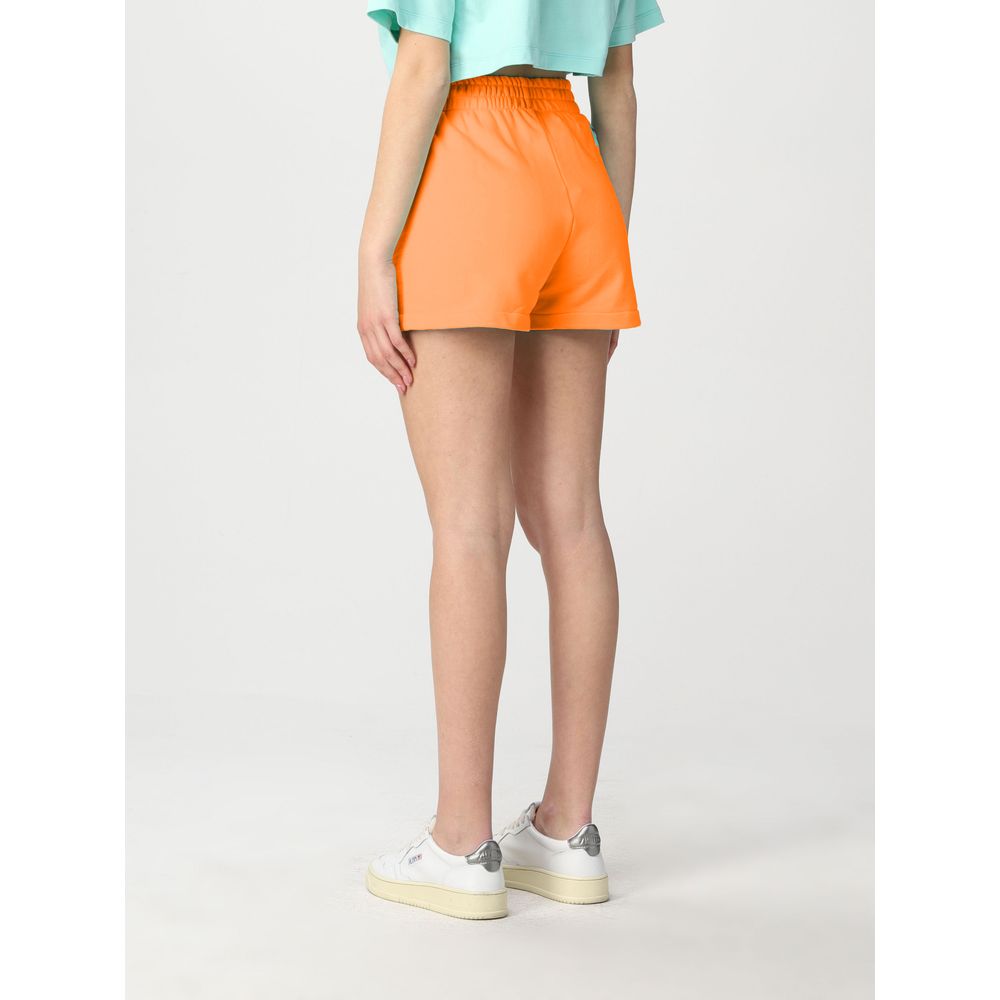 Chic Orange Cotton Logo Shorts - SEHABRANDS