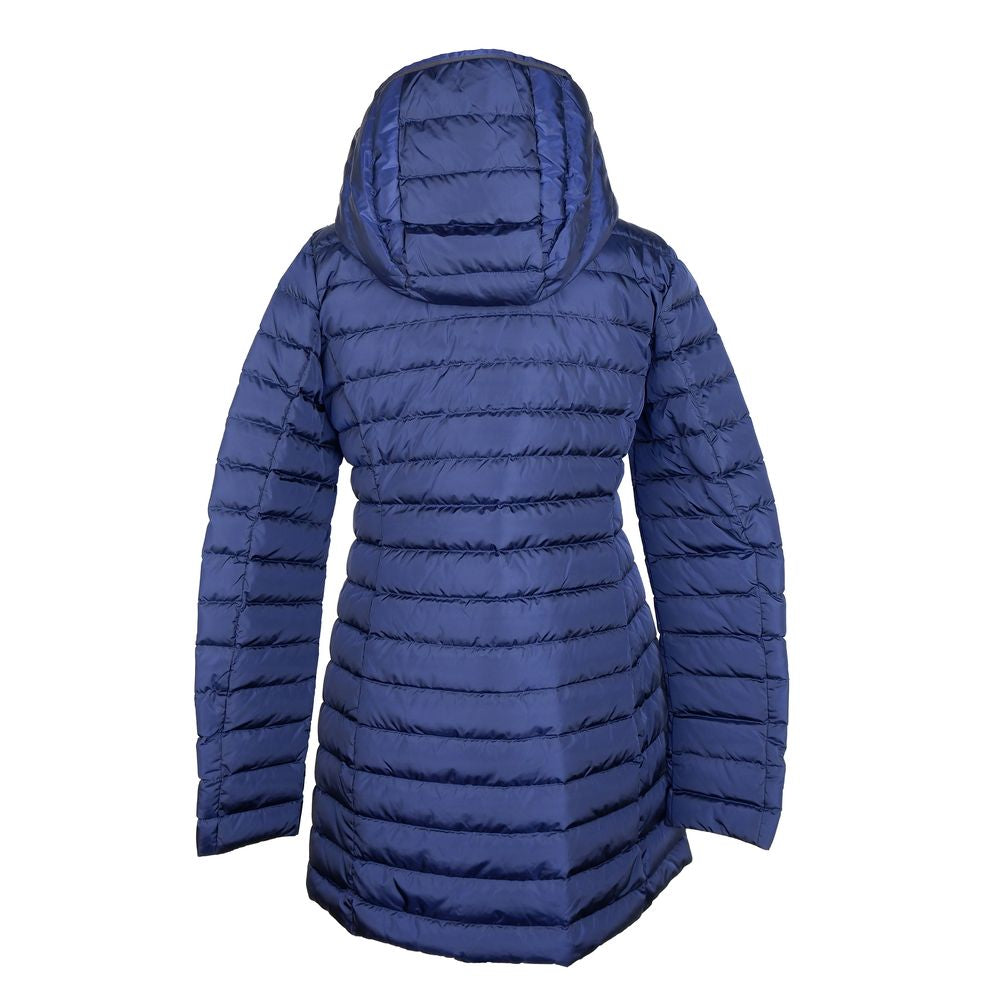 Elegant Blue Down Puffer Jacket with Hood - SEHABRANDS