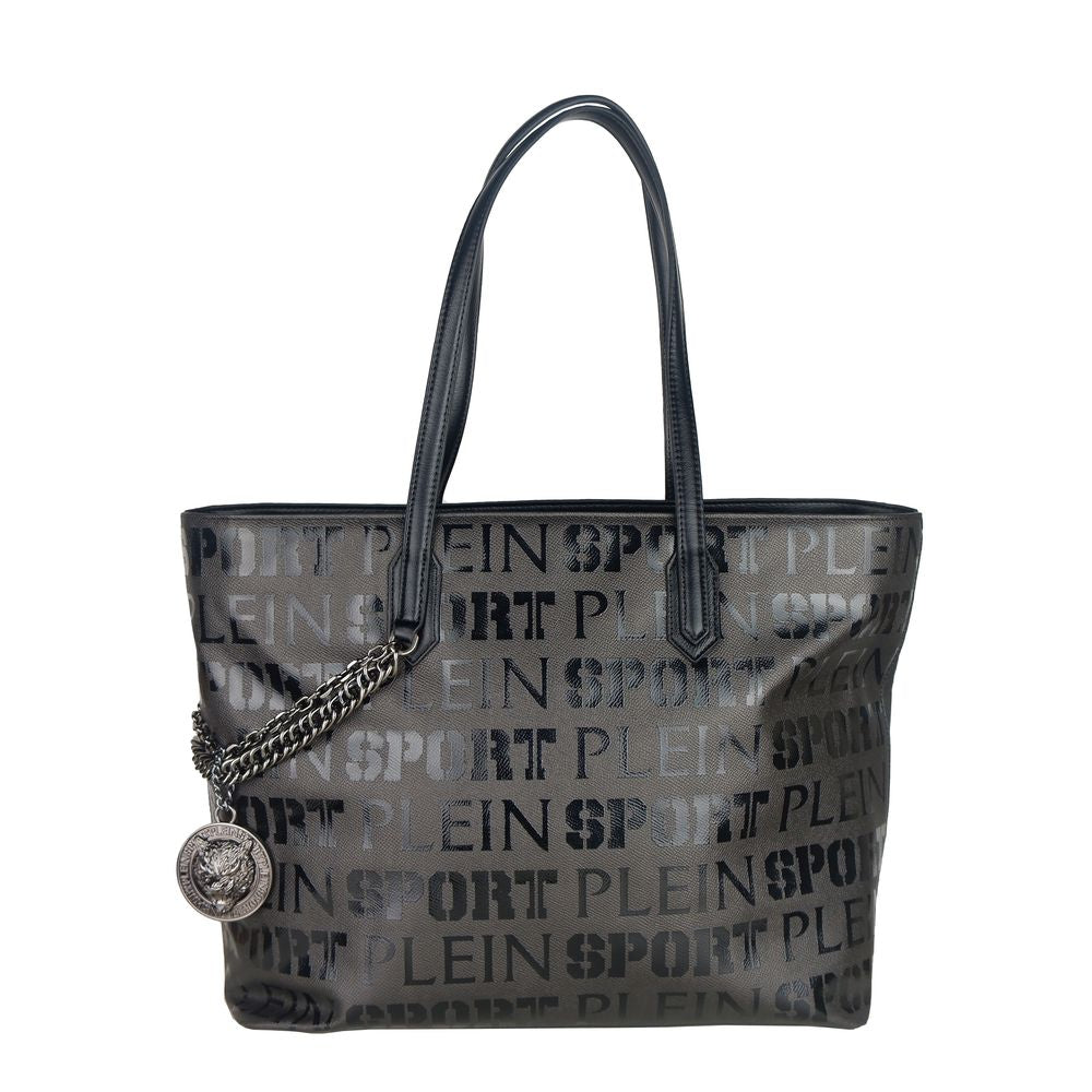 Sleek Black Designer Shopping Bag with Logo Print - SEHABRANDS