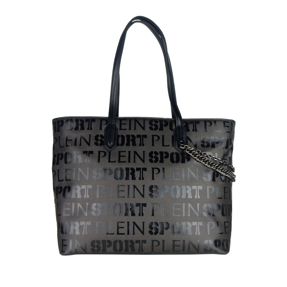 Sleek Black Designer Shopping Bag with Logo Print - SEHABRANDS