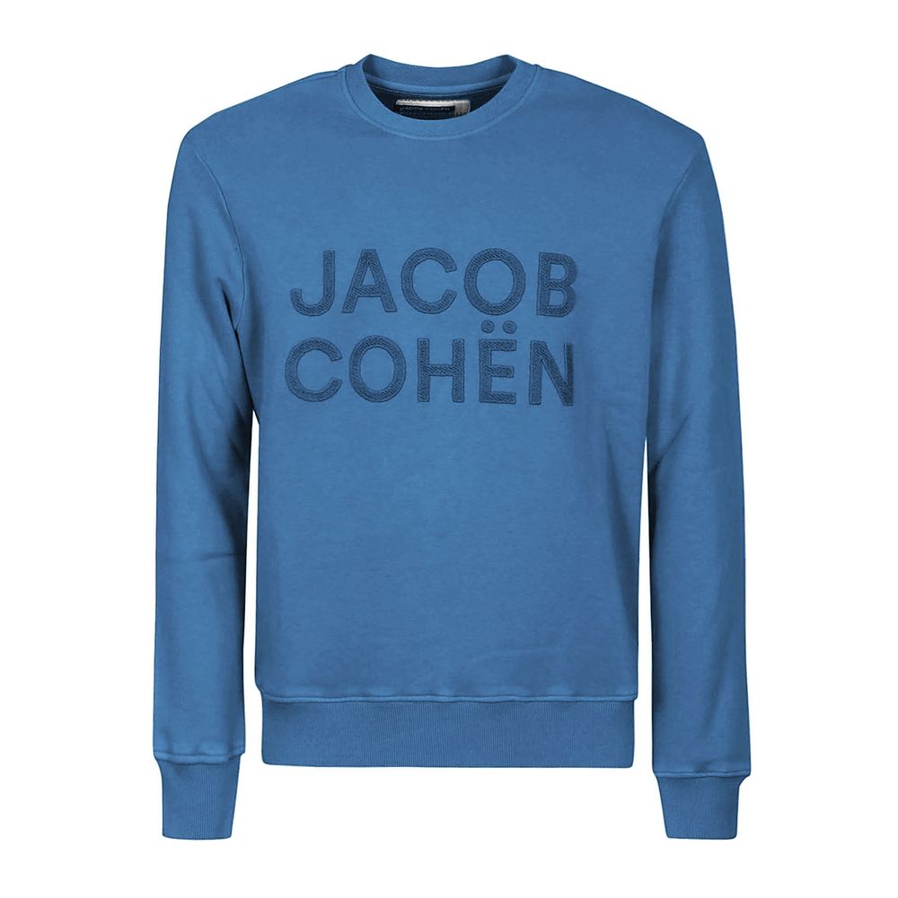 Light Blue Cotton Men Sweater - SEHABRANDS