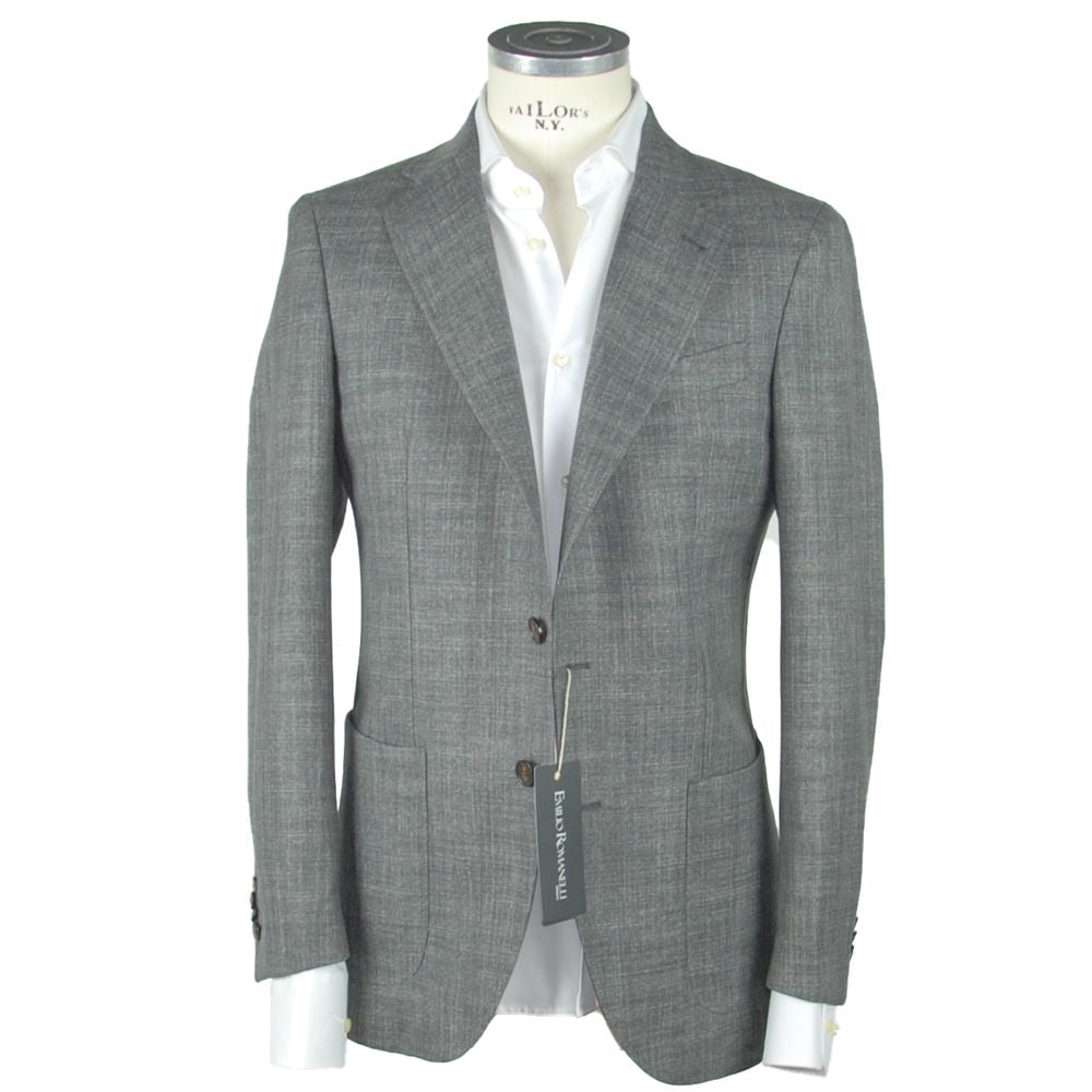 Gray Wool Men Blazer - SEHABRANDS