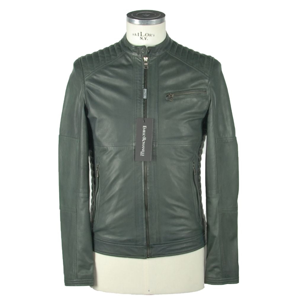 Emerald Elegance Leather Jacket - SEHABRANDS