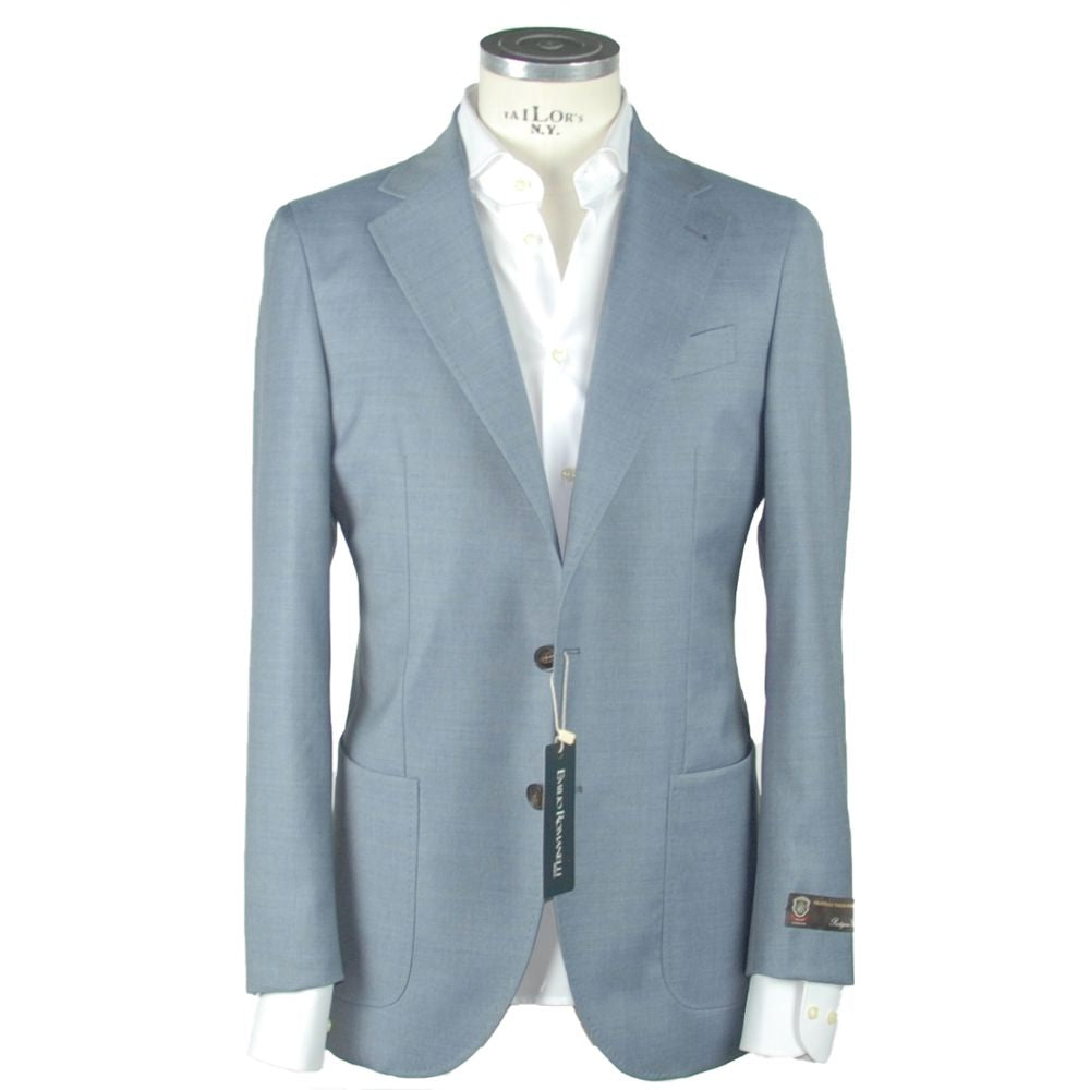 Light Blue Wool Men Blazer - SEHABRANDS