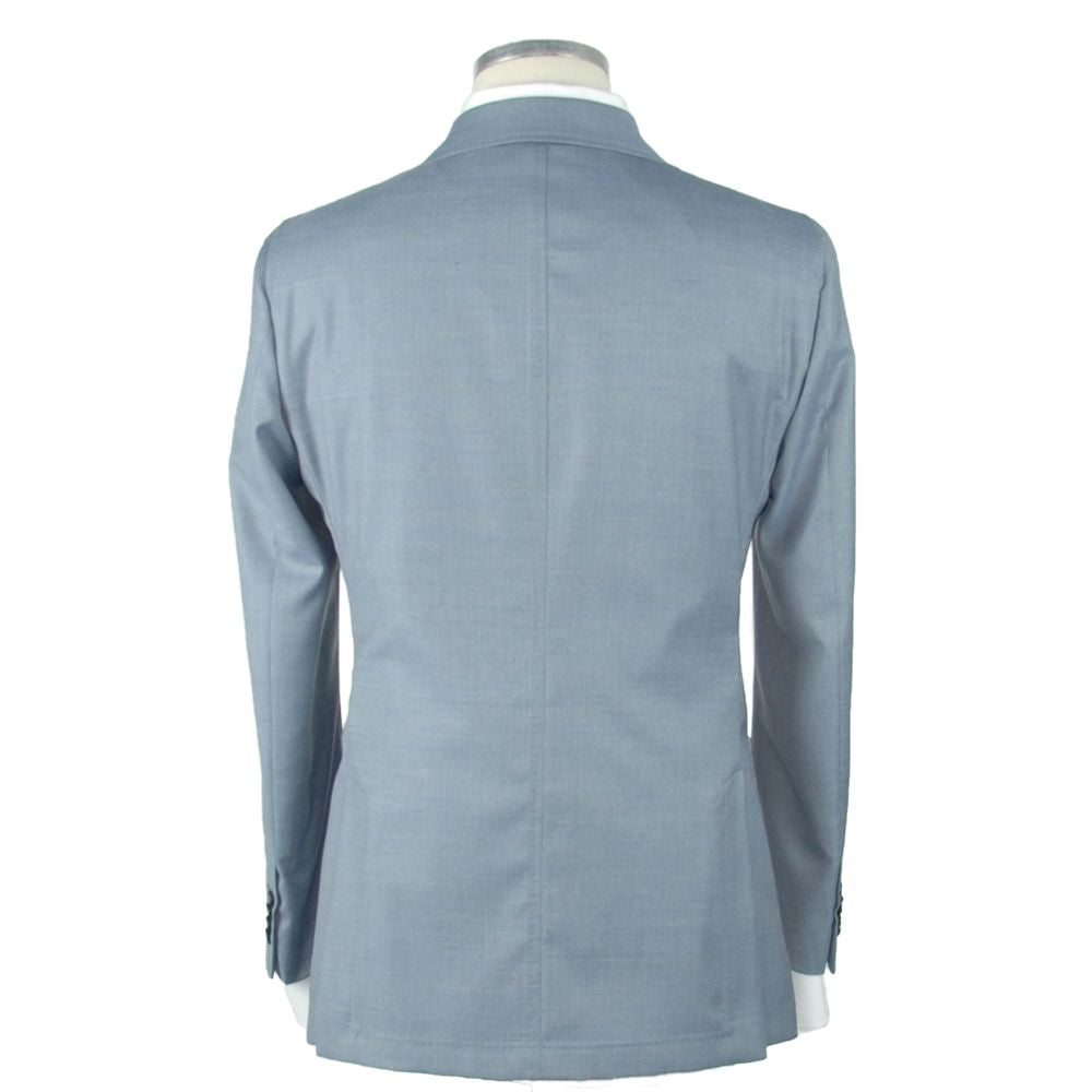 Light Blue Wool Men Blazer - SEHABRANDS