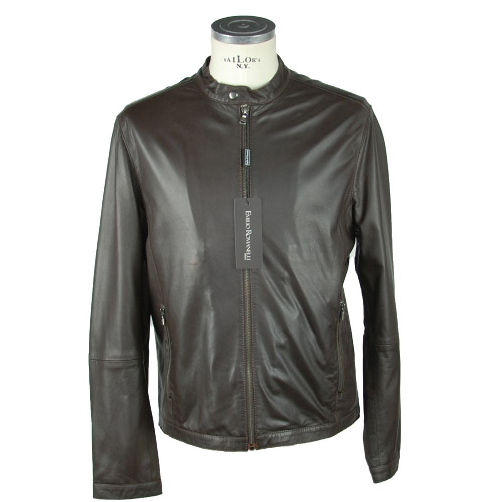 Emilio Romanelli Elegant Leather Jacket - SEHABRANDS