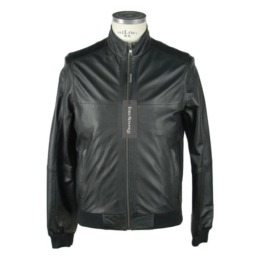 Sleek Black Leather Jacket For Men - SEHABRANDS