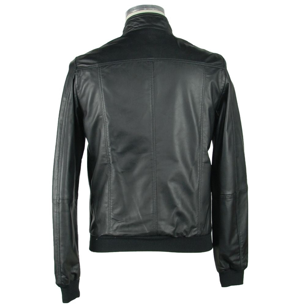 Sleek Black Leather Jacket For Men - SEHABRANDS