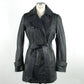 Blue Leather Women's Trench Coat - SEHABRANDS