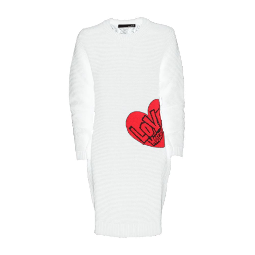 Chic Heart Pattern Knit Dress in White - SEHABRANDS