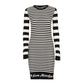 Elegant Striped Knit Dress with Long Sleeves - SEHABRANDS