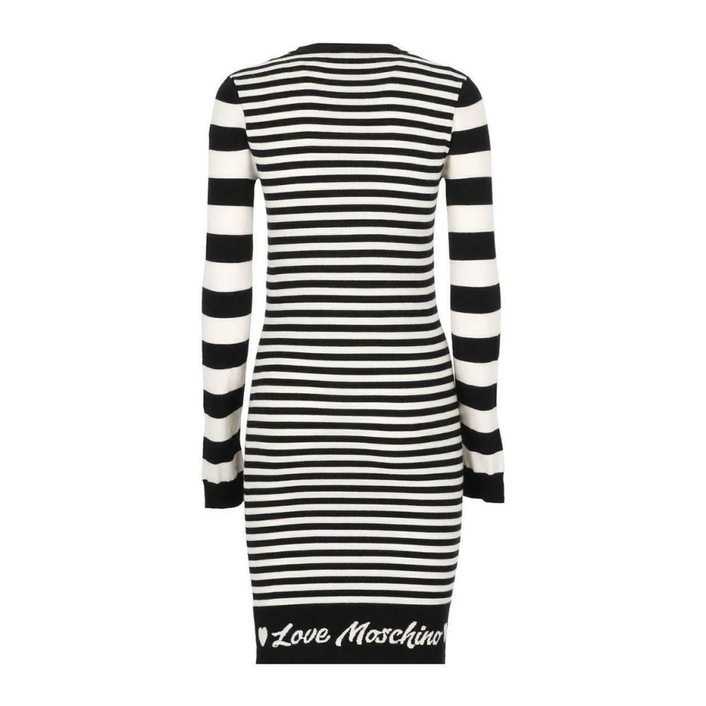 Elegant Striped Knit Dress with Long Sleeves - SEHABRANDS