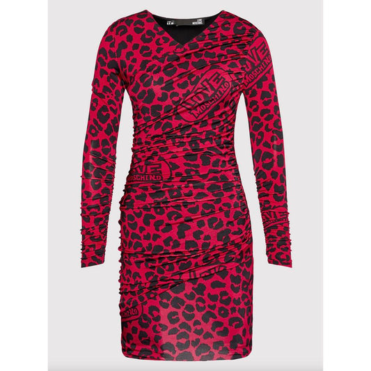 Chic Leopard Texture Dress in Pink and Black - SEHABRANDS