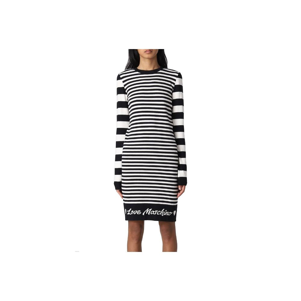 Elegant Striped Knit Dress with Long Sleeves - SEHABRANDS