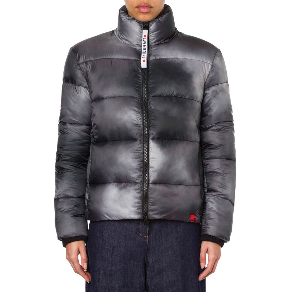 Chic High Collar Down Jacket with Logo Patch - SEHABRANDS