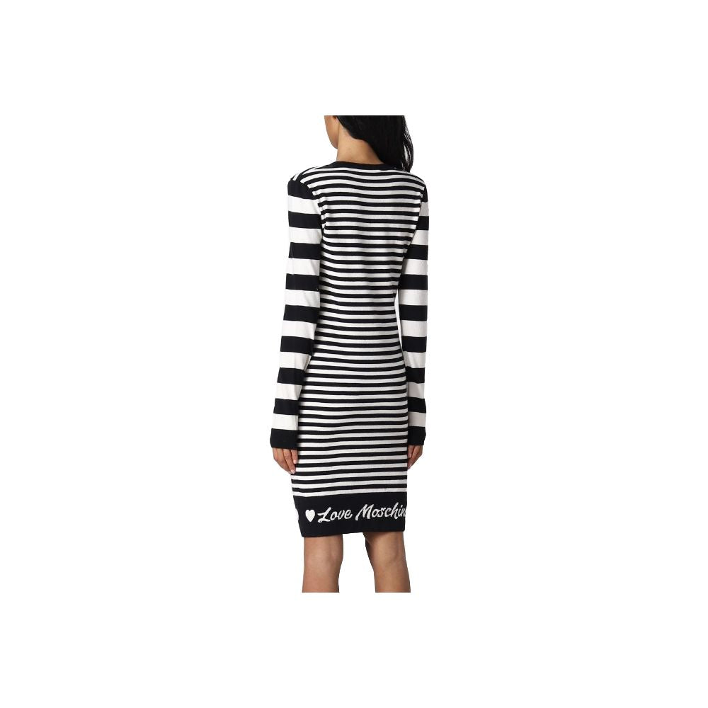 Elegant Striped Knit Dress with Long Sleeves - SEHABRANDS