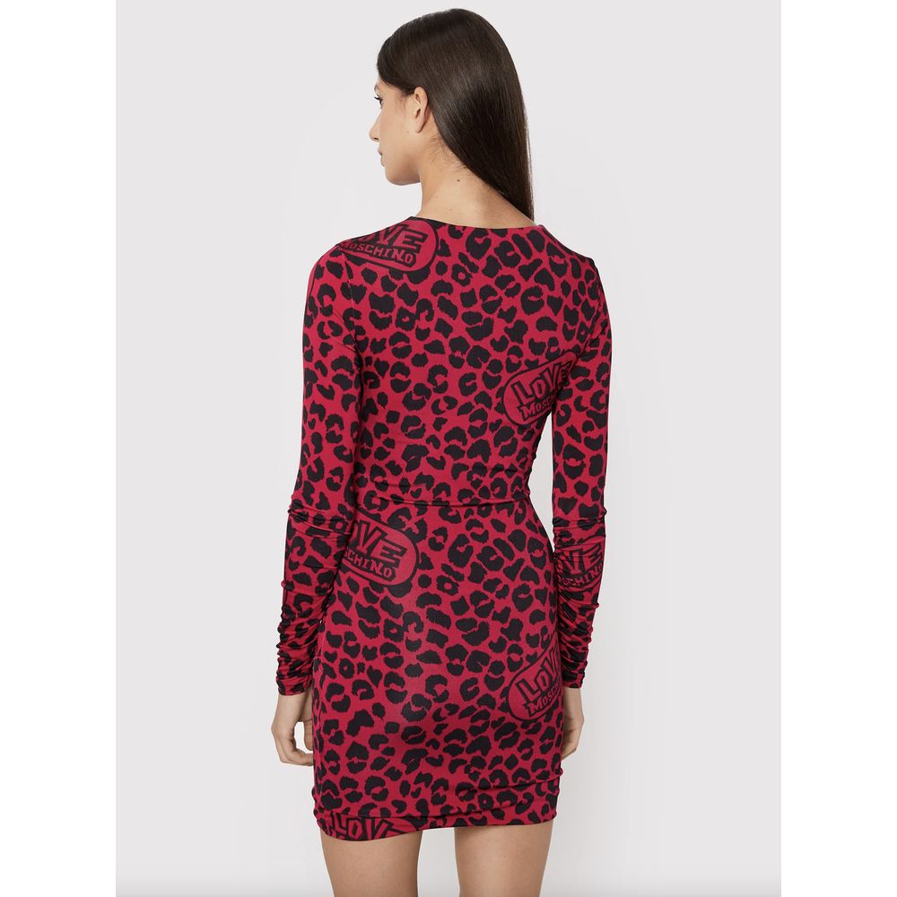 Chic Leopard Texture Dress in Pink and Black - SEHABRANDS