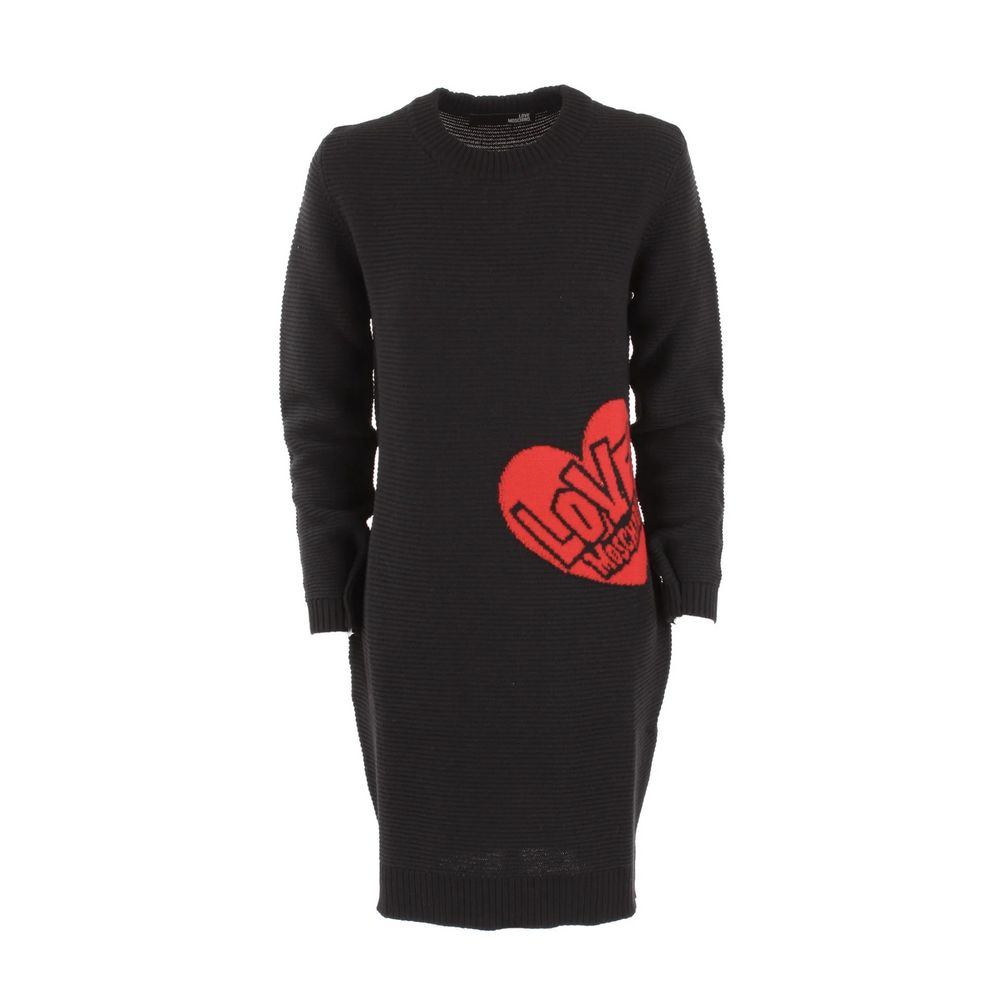 Chic Heart Pattern Knit Wool-Blend Dress - SEHABRANDS