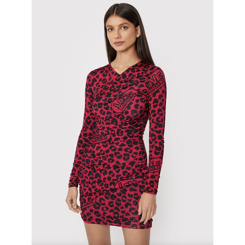 Chic Leopard Texture Dress in Pink and Black - SEHABRANDS