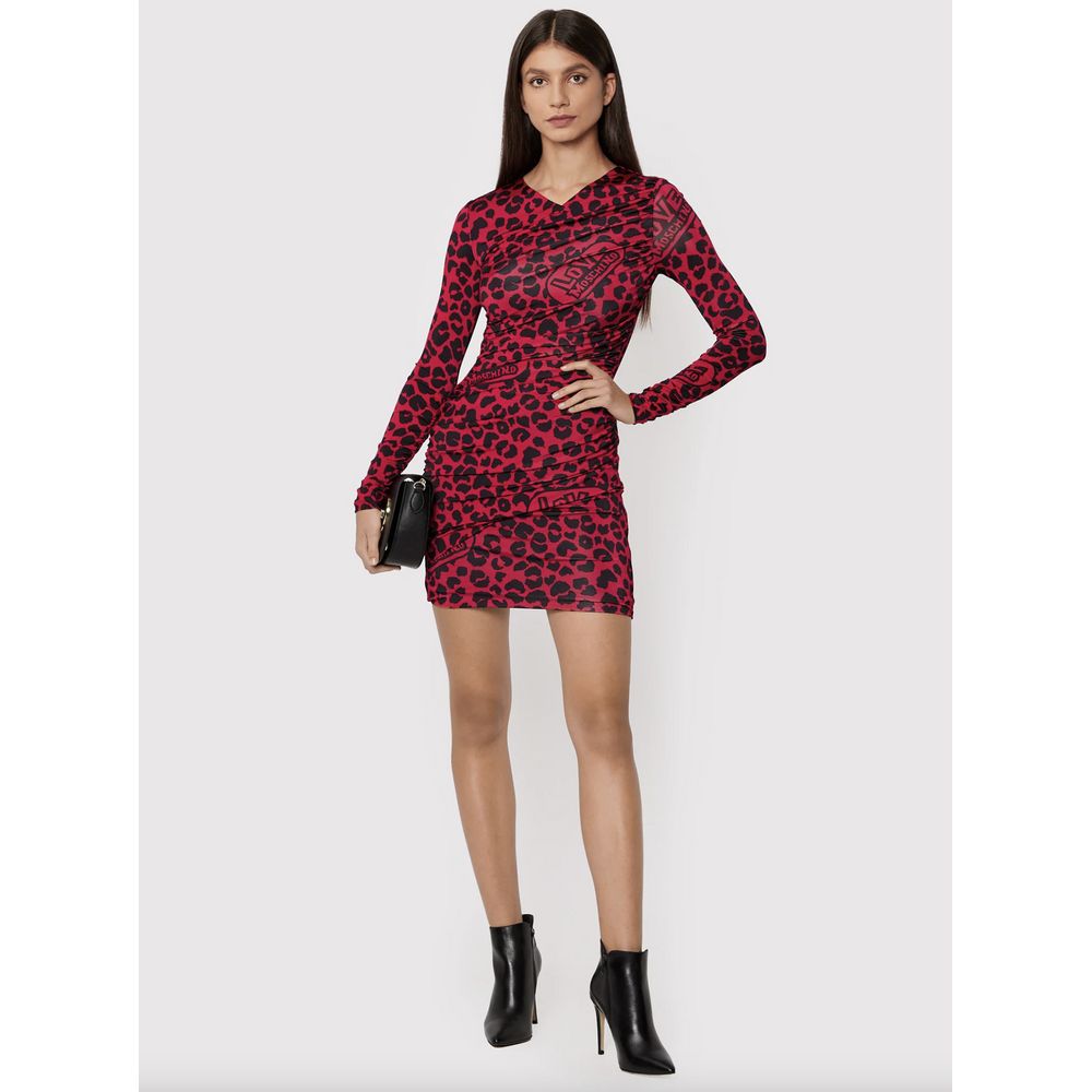 Chic Leopard Texture Dress in Pink and Black - SEHABRANDS