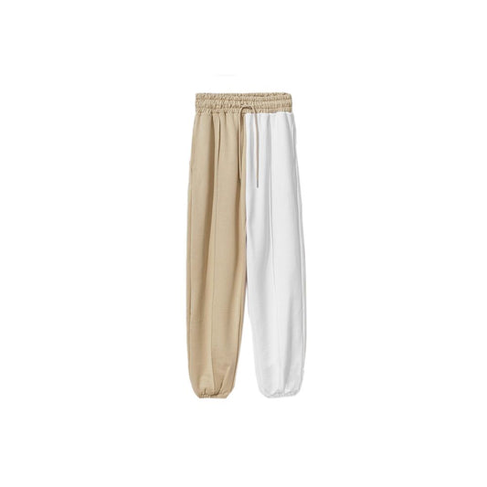 Chic Beige Two-Tone Drawstring Sweatpants - SEHABRANDS