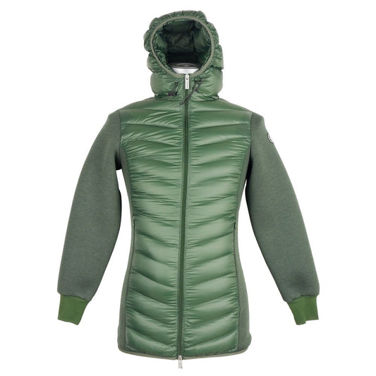 Elegant Hooded Long Down Jacket in Dark Green - SEHABRANDS