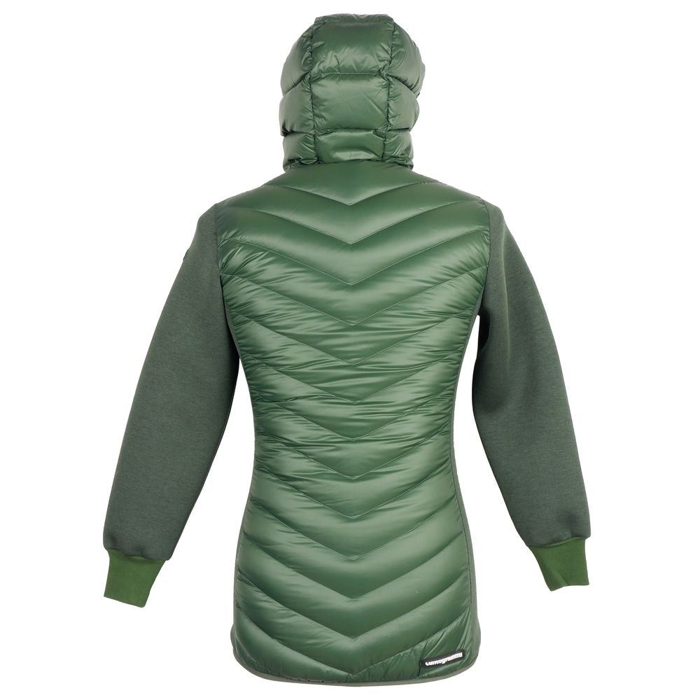 Elegant Hooded Long Down Jacket in Dark Green - SEHABRANDS