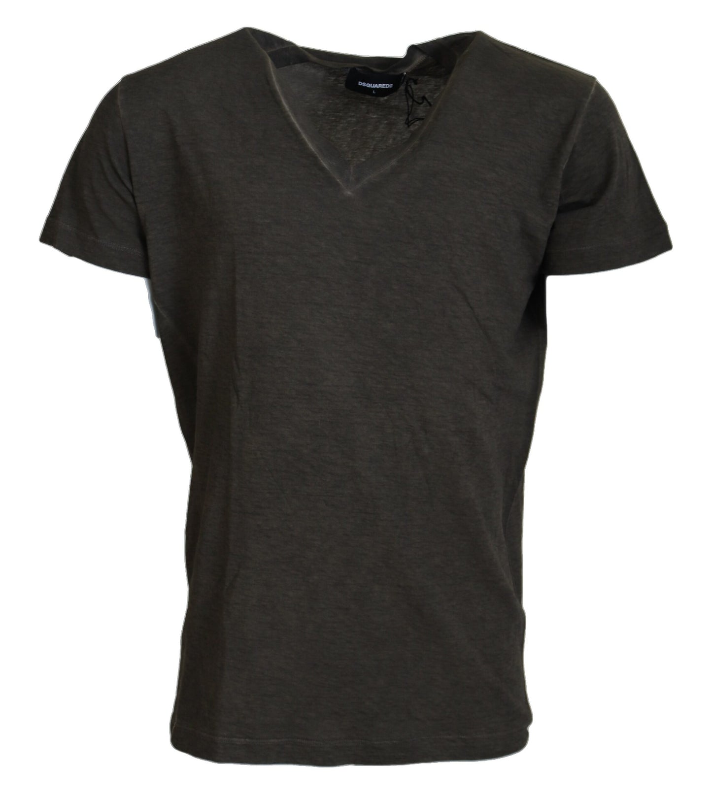 Gray Cotton Linen Short Sleeves V-neck T-shirt - SEHABRANDS