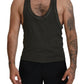 Gray Cotton Linen Sleeveless Tank T-shirt - SEHABRANDS