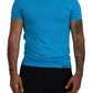 Blue Modal Short Sleeves Crewneck T-shirt - SEHABRANDS