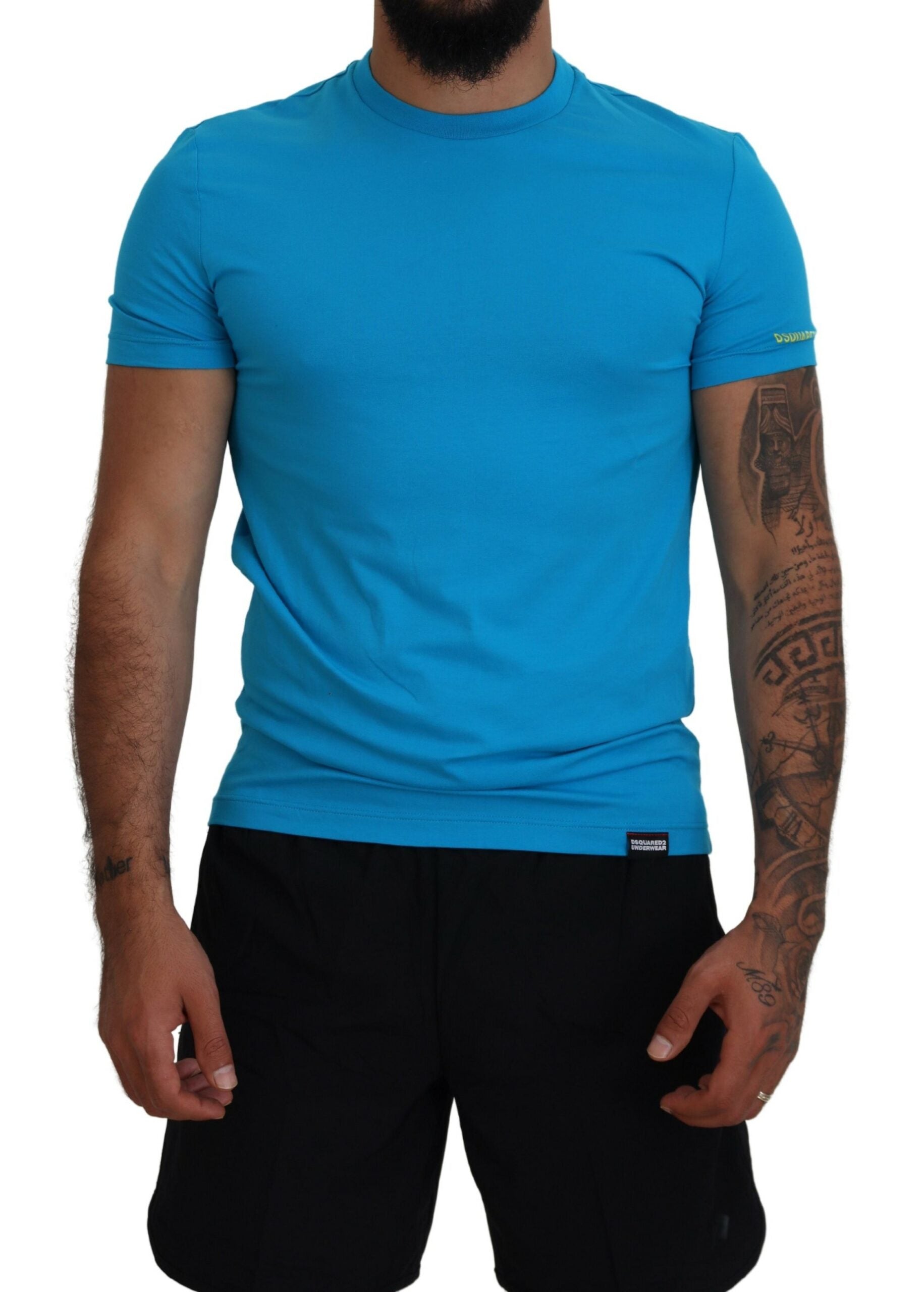 Blue Modal Short Sleeves Crewneck T-shirt - SEHABRANDS