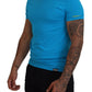 Blue Modal Short Sleeves Crewneck T-shirt - SEHABRANDS