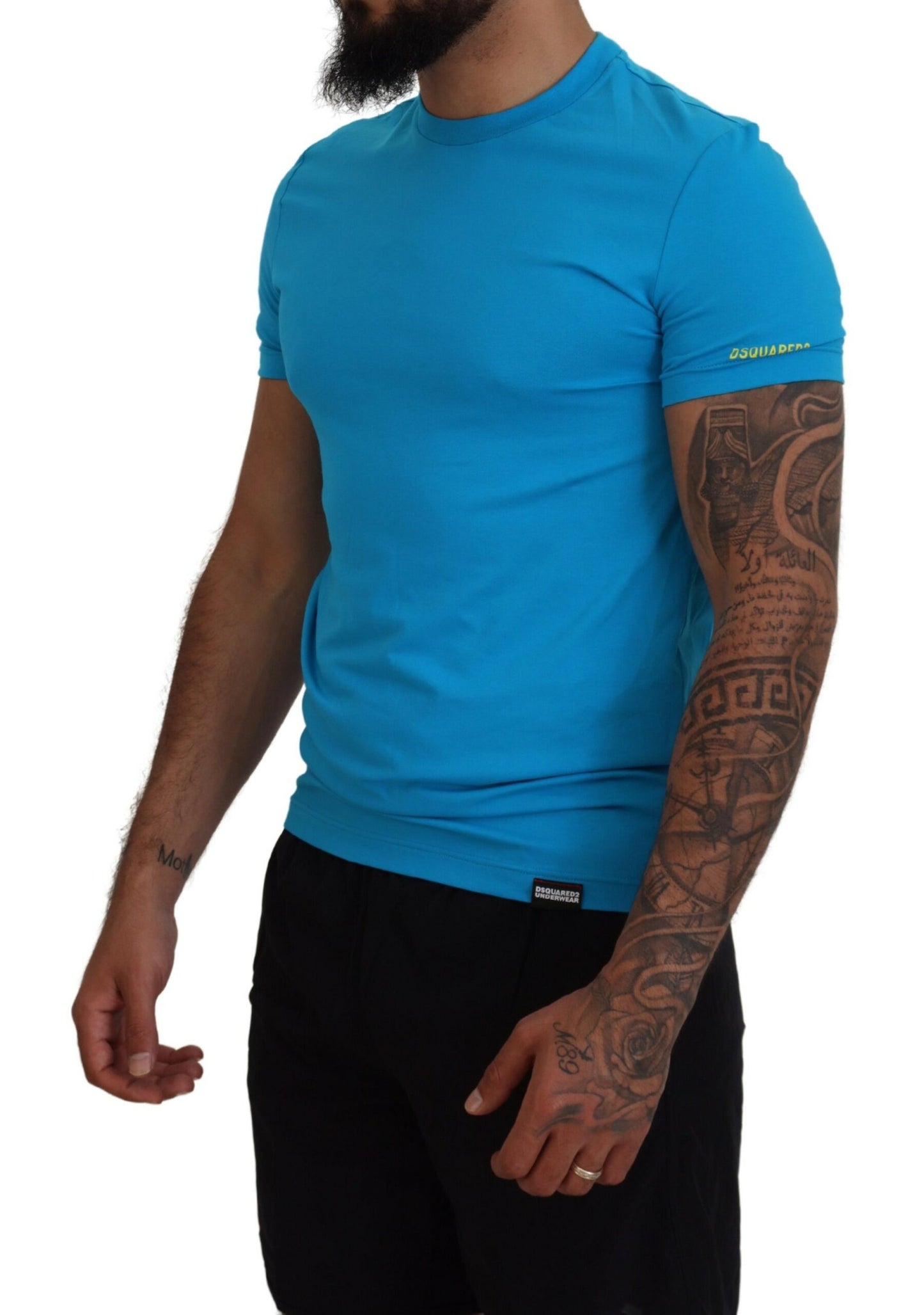 Blue Modal Short Sleeves Crewneck T-shirt - SEHABRANDS