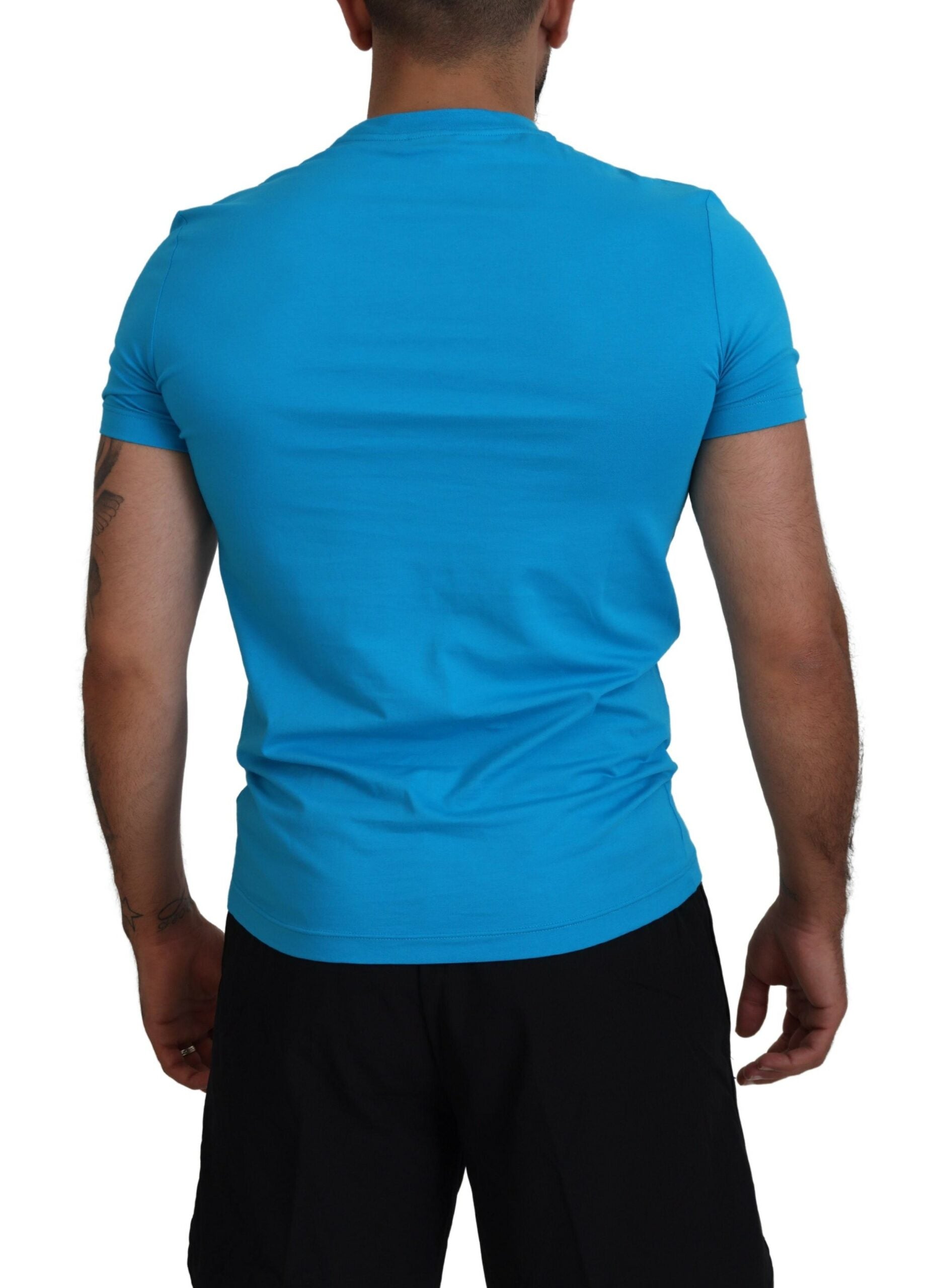 Blue Modal Short Sleeves Crewneck T-shirt - SEHABRANDS