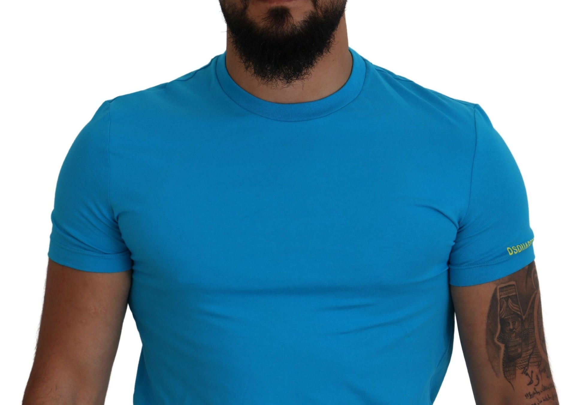 Blue Modal Short Sleeves Crewneck T-shirt - SEHABRANDS