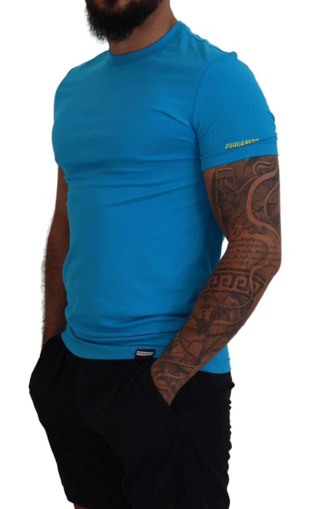 Blue Modal Short Sleeves Crewneck T-shirt - SEHABRANDS