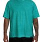 Light Green Cotton Linen Short Sleeves T-shirt - SEHABRANDS