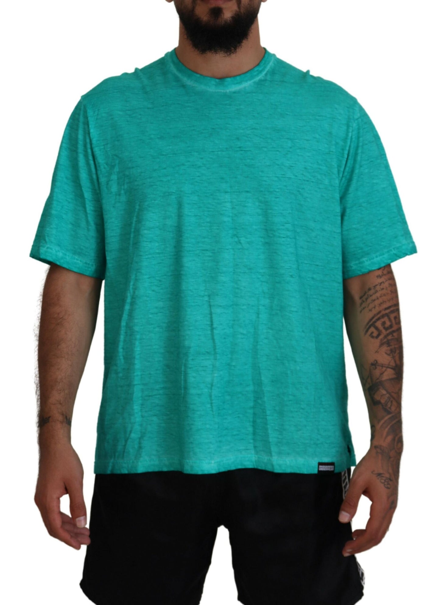 Light Green Cotton Linen Short Sleeves T-shirt - SEHABRANDS