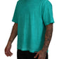 Light Green Cotton Linen Short Sleeves T-shirt - SEHABRANDS