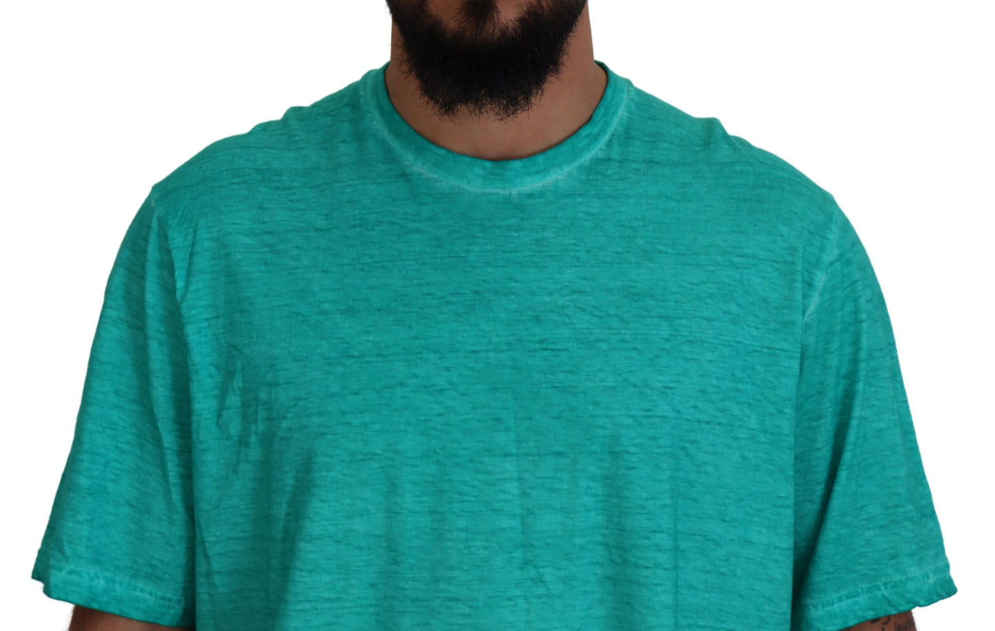 Light Green Cotton Linen Short Sleeves T-shirt - SEHABRANDS