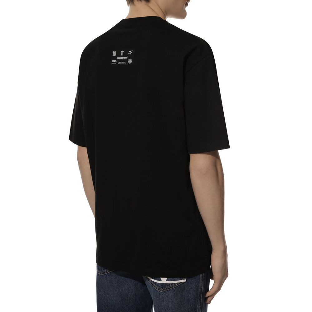 Sleek Black Cotton T-Shirt with Signature Design - SEHABRANDS