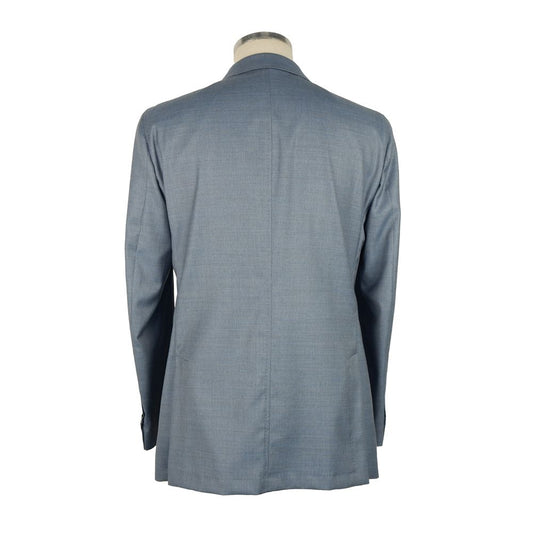 Light Blue Wool Men's Blazer - SEHABRANDS