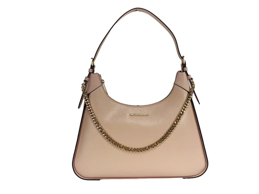 Wilma Large Smooth Leather Chain Shoulder Bag Purse Powder Blush - SEHABRANDS