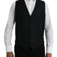 Dolce & Gabbana Black Wool Waistcoat Dress Formal Vest