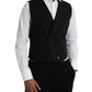 Dolce & Gabbana Black Wool Waistcoat Dress Formal Vest