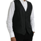 Dolce & Gabbana Black Wool Waistcoat Dress Formal Vest