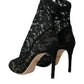 Dolce & Gabbana Black Stretch Taormina Lace Boots Shoes