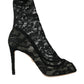 Dolce & Gabbana Black Stretch Taormina Lace Boots Shoes