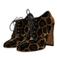 Dolce & Gabbana Brown Leopard Hair Lace Up Booties Shoes